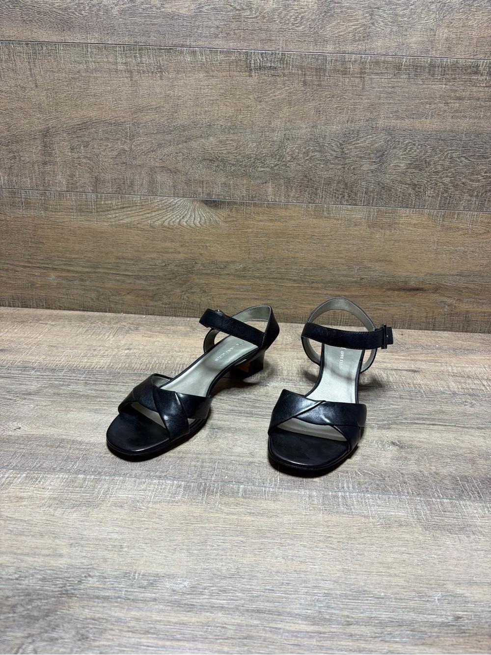 Anne Klein Black Low Heel Strappy Sandals